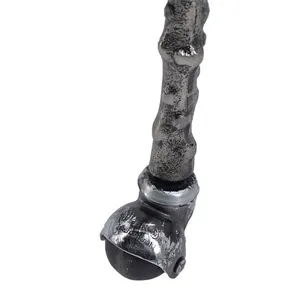 Chariot roulant rond en métal avec étagères en verre, motif végétal vintage, support utilitaire durable pour les fêtes - Product Image 2