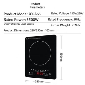 Cocina de Inducción Eléctrica Inteligente de 3500W, Un Solo Quemador, Control Táctil, Portátil, Calentamiento Rápido, Superficie de Vidrio Negro, Uso Doméstico - Product Image 2