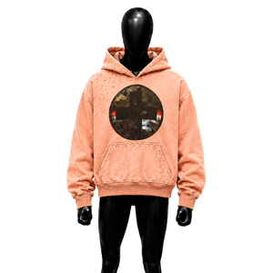 Sudadera de Forro Polar Grueso de Primera Calidad para Hombre, con Estampado Gráfico Cruzado, Estilo Oversize, Lavado Peach, Ropa Casual Urbana - Product Image 1