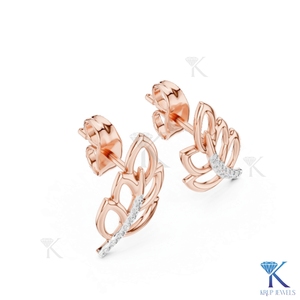 ต่างหูเพชร CVD แบบปลูกในห้องปฏิบัติการ รูปใบไม้ลายเถาวัลย์ ทองคำแท้ 14K ดีไซน์หรูหรา เรียบง่าย สำหรับผู้หญิง - Product Image 3