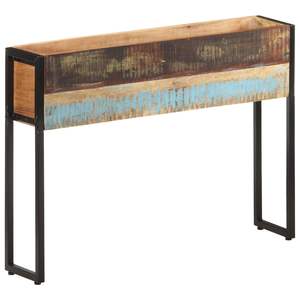 Pots et jardinières décoratifs moyens en bois massif recyclé multicolore avec incrustations florales - Product Image 6