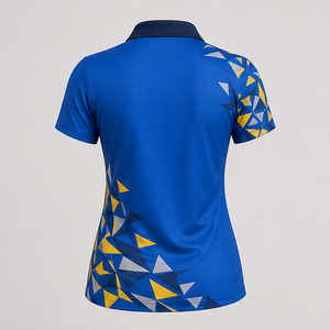 เสื้อโปโลผู้หญิงสีน้ำเงินรอยัล-เหลือง ทรงเหลี่ยม แห้งเร็ว ระบายอากาศดี แขนสั้น สำหรับเล่นกอล์ฟ รุ่น WPS-0896 - Product Image 3