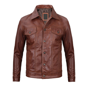 Custom Luxury Men Genuine Leather <b>Jacket</b> Vintage Black <b>Trucker</b> Button Up Coat Casual Outerwear Fashion Streetwear Winter Season - Product Image 6
