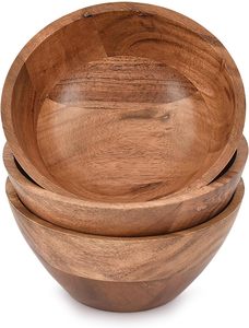 <b>Set</b> Of 3 Natural Acacia Wooden Salad <b>Bowl</b> Round Serving <b>Bowl</b> For Fruit Salad Soup <b>Pasta</b> Home Restaurant Supply Wholesale - Product Image 3