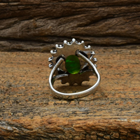 Bague en opale triple australienne en argent sterling 925, bijoux en opale de feu faits à la main, bague statement en opale colorée pour femmes