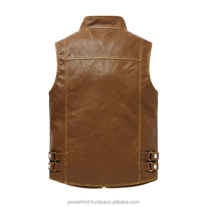 Chaleco Reversible para Hombre, de Moda, con Cremallera, Transpirable, de Cuero Genuino, sin Mangas, Impermeable, Cortavientos, con Múltiples Bolsillos, para Invierno - Product Image 4