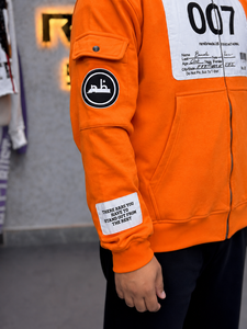 LATEST Fashion <b>Orange</b> Zipper <b>Hoodie</b> <b>Men</b> Oversized Streetwear Fleece Cotton Breathable Print Hooded Sweatshirt Autumn Style - Product Image 3