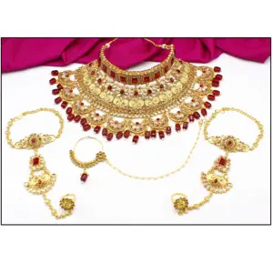 jewelry New Elegant High End Luxury Bridal Dinner Party Gemstone indian Wedding jewelry set 24k gold plated dubai Bridal set
