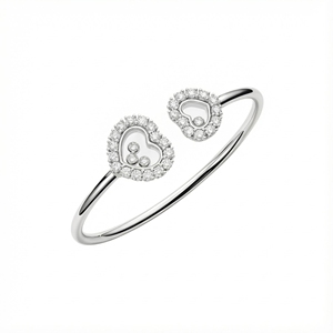 กำไลข้อมือเงินแท้ S925 แบบเปิด ประดับเพชร GRA มอยส์ซาไนต์ ปลายลูกปัดคู่ ปรับขนาดได้ สำหรับผู้หญิง ขายส่ง - Product Image 2