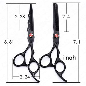 Premium Black Hairdressing Scissors <b>Set</b> 2 Pcs Stainless Steel <b>Barber</b> Shears with Adjustable Tension Screw - Product Image 4