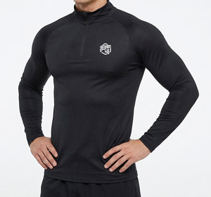 T-shirt Homme Manches Longues Demi-Zip Col Montant Coupe-Vent Respirant Haute Élasticité Grande Taille pour Activités de Plein Air Automne – Vente en Gros - Product Image 1