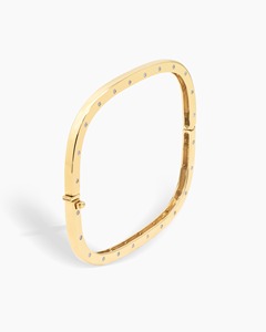 Subtle Cushion Shaped Diamond Accent <b>Bangle</b> 0.23 Ct Natural Diamond G-H Color VS-SI Clarity 14K <b>Solid</b> <b>Gold</b> Delicate Everyday - Product Image 2