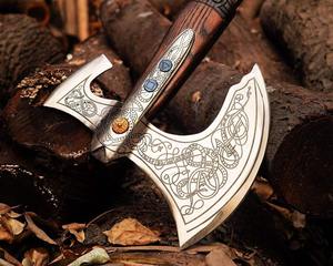 Hache tactique viking artisanale en acier à haute teneur en carbone avec manche en bois, tomahawk personnalisé pour le camping et la coupe du bois, qualité industrielle, garantie 3 ans - Product Image 5