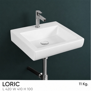 Lavabo LORIC con Grifo Cuadrado Cromado de Diseño Minimalista, Certificado por NSF, Montaje en Pared, Monomando de un Solo Orificio - Product Image 2