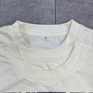 Streetwear Men's Knitted Loose Fit <b>Tshirt</b> 100% Organic Cotton Solid Color Formal Blue White Silk Screen Printed Logo Long Sleeve - Product Image 4