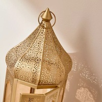 Lanterne marocaine dorée attrayante et magnifique, style minaret, porte-bougie durable, écologique, matériaux personnalisés pour la maison