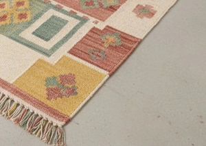 Handmade Modern Abstract Afghan Kilim Wool Flat Pile <b>Non</b> <b>Slip</b> Reversible Fringe Medium Thickness Cotton Backing Carpet Living - Product Image 2