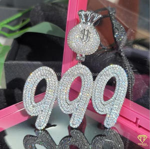 จี้เพชรโมอิสซาไนต์ชุบเงิน "999" พร้อมสร้อยคอ เครื่องประดับแฟชั่นสำหรับผู้ชายและผู้หญิง - Product Image 1