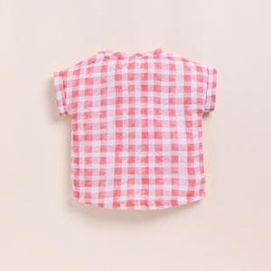 Premium Quality Organic <b>Muslin</b> Oversized Tees Pink Checks Print <b>Baby</b> Shirts & Tops - Product Image 2