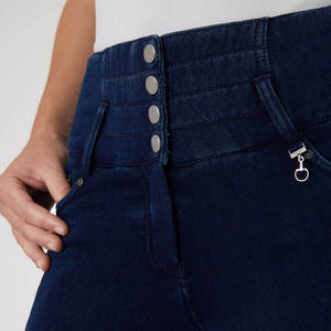 Leggings en jean taille haute pour femme 2026, longueur intégrale, extensibles dans les quatre sens, avec poches, en coton élasthanne, taille élastique, couleur unie - Product Image 4