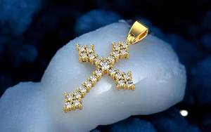 2 Ctw Round Cut Moissanite Diamond <b>Cross</b> <b>Pendant</b> Necklace In Gold Plated 925 <b>Silver</b> Minimalist Jewelry From Indian Supplier - Product Image 4