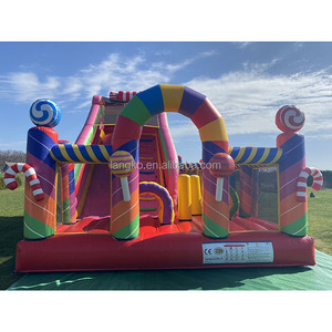 Château gonflable commercial terrains de jeux sautant en plein air adultes bonbons Design moderne parcours du combattant château sautant blanc - Product Image 1