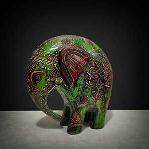 Handmade Wooden <b>Elephant</b> Figurine Decorative Bohemian Art Piece Indoor Tabletop Home <b>Decor</b> Living Room Showpiece - Product Image 3