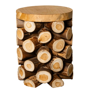 Organic Beauty Apartment Villa ARTERRA Luxury Premium Warehouse Hotel Rustic Teak Branch <b>Stool</b> Handcrafted Artisan Solid <b>Work</b> - Product Image 2