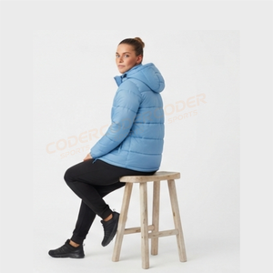 Women's Winter Warm Bubble Puffer <b>Jacket</b> Breathable Nylon Coats with Shiny Light Zipper Closure Printed <b>Pattern</b> Hooded <b>Jackets</b> - Product Image 5