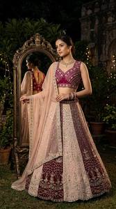 Conjunto de Lehenga Choli de red bordada Divyam Creation, estilo tradicional de boda hasta el suelo, para mujer, estilo India Pakistán, con Spandex - Product Image 4