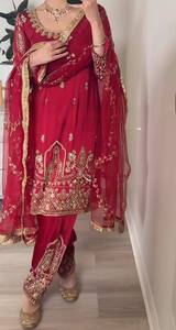 Premium Natural Micro Cotton Wrinkle-Free Stretchable 5mm Sequin Embroidered Top Pant Set with Fancy <b>Net</b> <b>Dupatta</b> for Women - Product Image 3