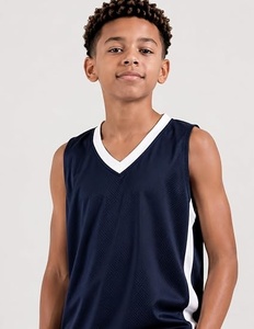 Camiseta de Baloncesto para Niños, Sin Mangas, Cuello en V, Color Sólido, Malla de Poliéster que Absorbe la Humedad, Ajuste Regular para Todas las Temporadas - Product Image 2