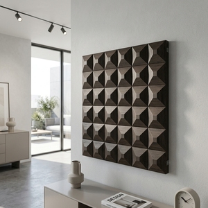 Dice <b>Wall</b> Deco Modern Industrial Solid Wood <b>Wall</b> Art Panel With 3D Geometric Carved Diamond Pattern Accent Home Decor Hanging - Product Image 2