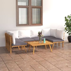 Ensemble de salon de jardin modulaire en bois d'acacia massif gris foncé, 7 pièces, mobilier d'extérieur au design contemporain pour usage extérieur - Product Image 1