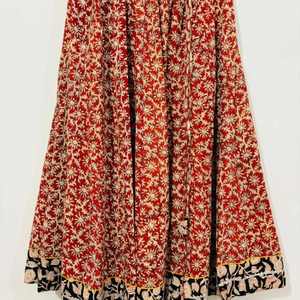 Falda Midi con Estampado Floral para Mujer, Estilo Vintage, Tejido de Algodón, con Cordón Ajustable, Transpirable, con Diseño de Lirios, para Vacaciones de Verano - Product Image 3