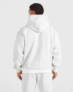 Sweat-shirt à capuche blanc pour homme, coupe classique, couleur unie, tricoté, 100% coton, tissu FRENCH TERRY, vêtements d'automne - Product Image 2