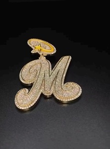 Luxury Iced Out Script <b>Initial</b> Letter M VVS Moissanite Pendant <b>Necklace</b> 925 Sterling <b>Silver</b> Hip Hop Cursive Alphabet Jewelry - Product Image 6