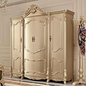 Armario de Lujo Clásico Francés de Caoba, Estilo Luis XV, con Tallados en Dorado Marfil, Mueble Elegante para Dormitorio, Diseño Premium, Producto OEM - Product Image 2