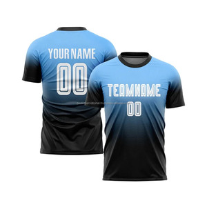 Custom Sublimated Soccer Jersey Black Gold Gradient Crew Neck Short Sleeve Moisture Wicking Adult Men's Football Shirt - Product Image 6
