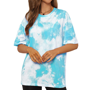 Custom Made Women's High Quality Full Print Tie <b>Dye</b> Tee Shirts Sublimated Polyester Spandex T Shirt For Woman OEM Custom - Product Image 6