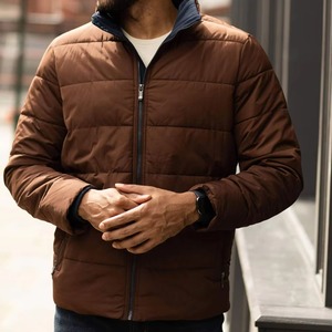 Custom Winter <b>Canvas</b> Puffer <b>Jacket</b> Stand Patchwork <b>Men</b> Women OEM ODM Quilted Outdoor Fashion Front Logo Breathable Quick Dry - Product Image 2