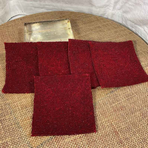 Rustic Hand Beaded Glass <b>Coasters</b> <b>Heat</b> Resistant Artisan Craft for Dining Table Mats & Pads - Product Image 3