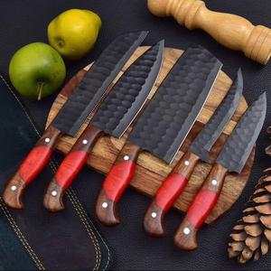 Couteaux de Chef Traditionnels 5 Pièces avec Revêtement Poudré, Manche Personnalisé, Lame Dentelée Tranchante pour Usages Multiples, Écologiques - Product Image 1