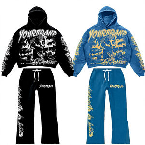 Conjunto de Sudadera y Pantalones Deportivos Personalizados con Estampado Desgastado, Estilo Urbano, Lavado Ácido, Efecto Descolorido por el Sol, para Hombre - Product Image 4