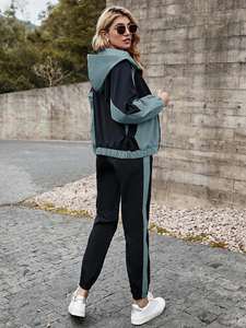 <b>Womens</b> Hooded Two Piece Tracksuit Zip Up Jacket And Jogger <b>Pants</b> Casual Outdoor Sports <b>Lounge</b> Set - Product Image 6