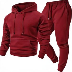 Ensemble de survêtement unisexe rose à capuche, couleur unie, fermeture à cordon, manches longues, pour l'automne - Product Image 3