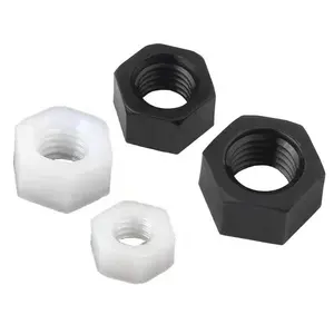 DIN934-tuerca hexagonal de nailon de plástico, de alta calidad, color blanco/Negro, PA66, disponible
