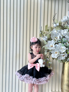 Robe de soirée en tulle rose pour filles, avec grand nœud latéral à la taille, jupe entièrement volantée, nœud au dos, sans manches, robe de princesse pour événements festifs - Product Image 2