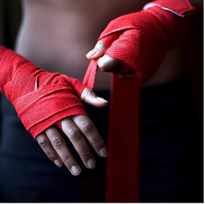 Vendas de boxeo de algodón rojo elásticas autoadhesivas de 3 pies para soporte de muñeca, ideales para entrenamiento profesional de boxeo. - Product Image 6