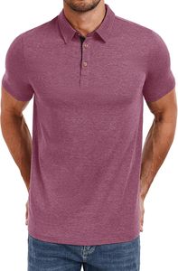 Chemise de mode pour homme à manches courtes, col tricoté, tissu doux de qualité supérieure, respirant, en spandex/coton, décontractée, sportive, golf, unie - Product Image 2